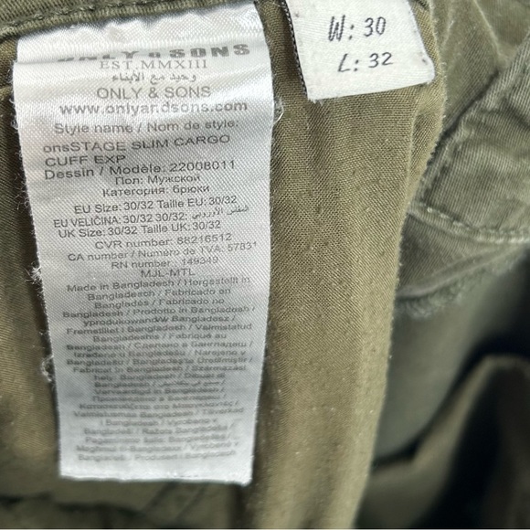 Only & Sons army green cargo joggers - Picture 4 of 8